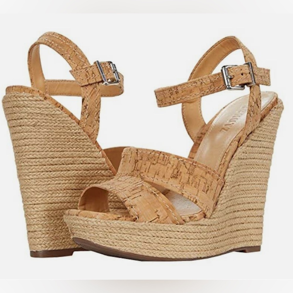 Schutz Dorida Natural Wedge Cork Platform Heels
